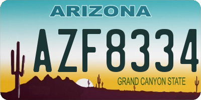 AZ license plate AZF8334