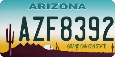 AZ license plate AZF8392