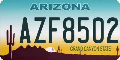 AZ license plate AZF8502