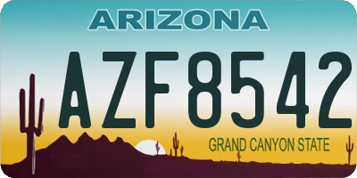 AZ license plate AZF8542