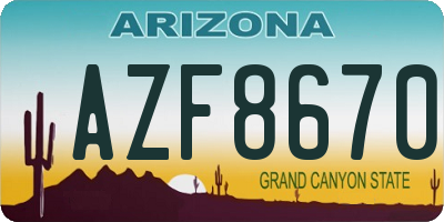 AZ license plate AZF8670