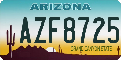 AZ license plate AZF8725