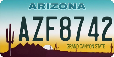 AZ license plate AZF8742