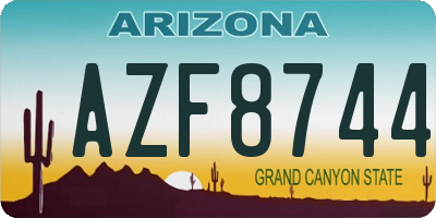 AZ license plate AZF8744