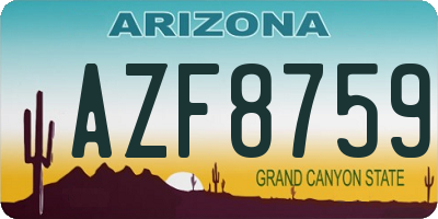 AZ license plate AZF8759