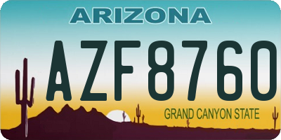 AZ license plate AZF8760