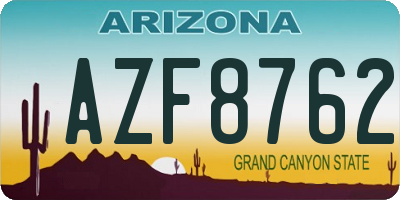 AZ license plate AZF8762