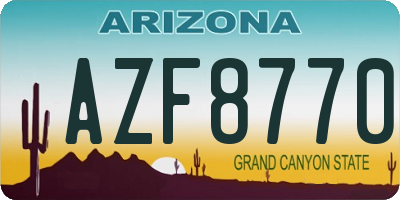 AZ license plate AZF8770