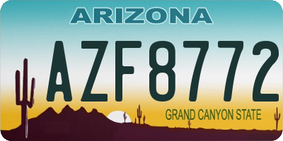AZ license plate AZF8772