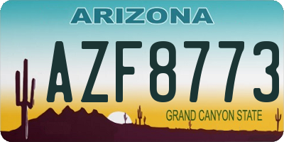 AZ license plate AZF8773