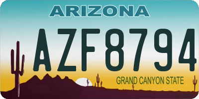 AZ license plate AZF8794