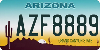 AZ license plate AZF8889