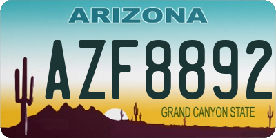 AZ license plate AZF8892