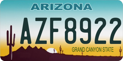 AZ license plate AZF8922