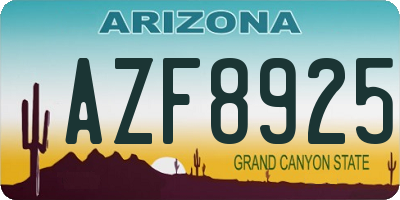 AZ license plate AZF8925