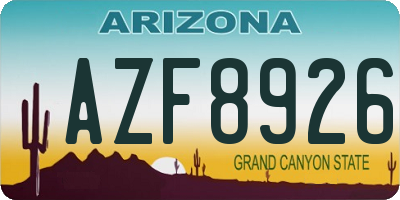AZ license plate AZF8926