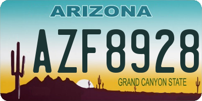 AZ license plate AZF8928