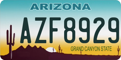 AZ license plate AZF8929