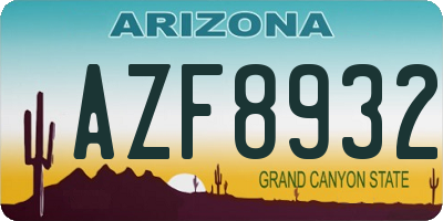 AZ license plate AZF8932