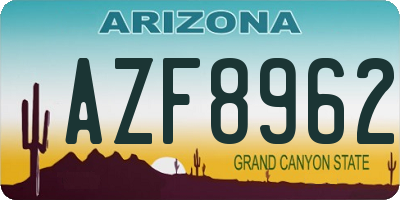 AZ license plate AZF8962