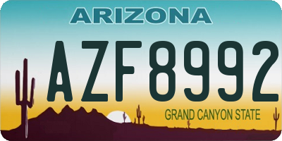 AZ license plate AZF8992
