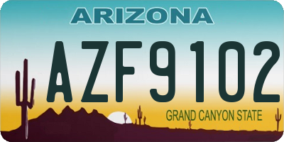 AZ license plate AZF9102