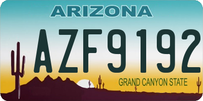 AZ license plate AZF9192
