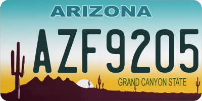 AZ license plate AZF9205
