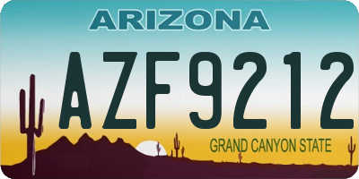 AZ license plate AZF9212