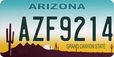 AZ license plate AZF9214