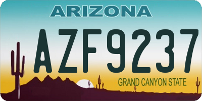 AZ license plate AZF9237