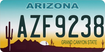 AZ license plate AZF9238