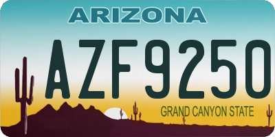 AZ license plate AZF9250