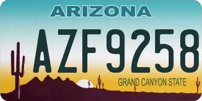 AZ license plate AZF9258