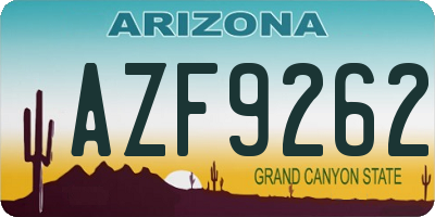 AZ license plate AZF9262