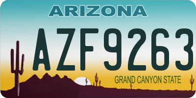 AZ license plate AZF9263