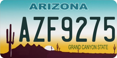 AZ license plate AZF9275