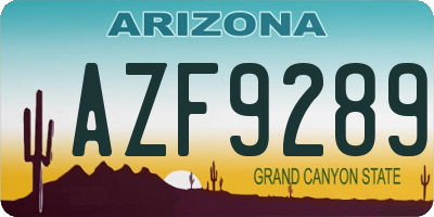 AZ license plate AZF9289