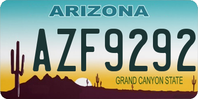AZ license plate AZF9292
