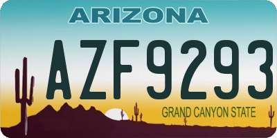 AZ license plate AZF9293