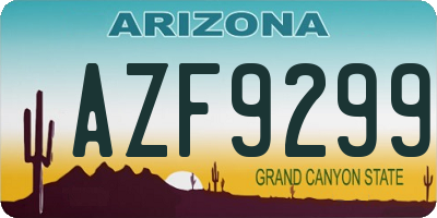 AZ license plate AZF9299