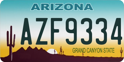 AZ license plate AZF9334