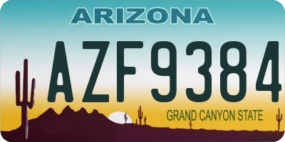 AZ license plate AZF9384