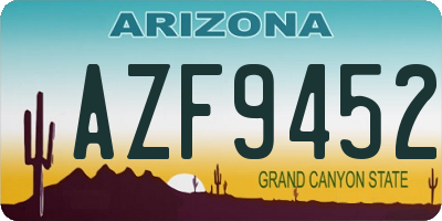 AZ license plate AZF9452