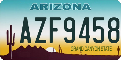 AZ license plate AZF9458