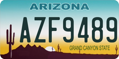 AZ license plate AZF9489