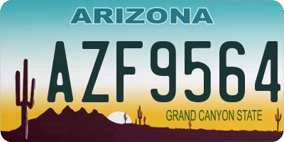 AZ license plate AZF9564