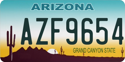 AZ license plate AZF9654