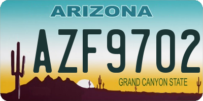 AZ license plate AZF9702