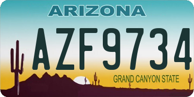 AZ license plate AZF9734